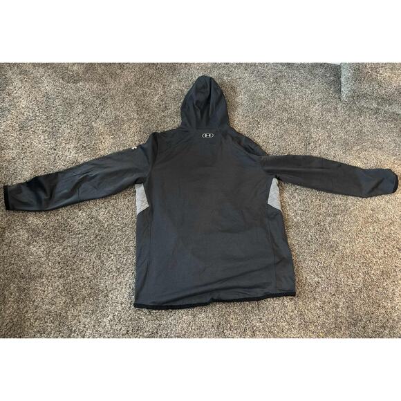 Under Armour ColdGear Reactor Fitted Pullover Hoodie Black/Gray/Blue Men XL - Picture 6 of 8